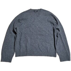 J. Crew V Neck Lambswool Sweater Men's Size Large Gray Pullover Classic